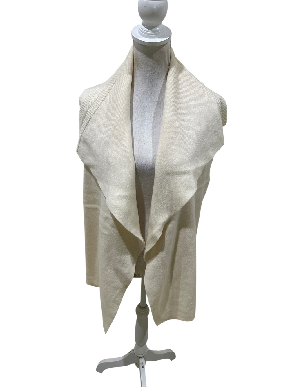 Vineyard Vines Cream Draped Open-Front cashmere Knit Vest size xs